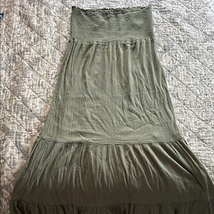 Aerie Strapless Dress in Olive